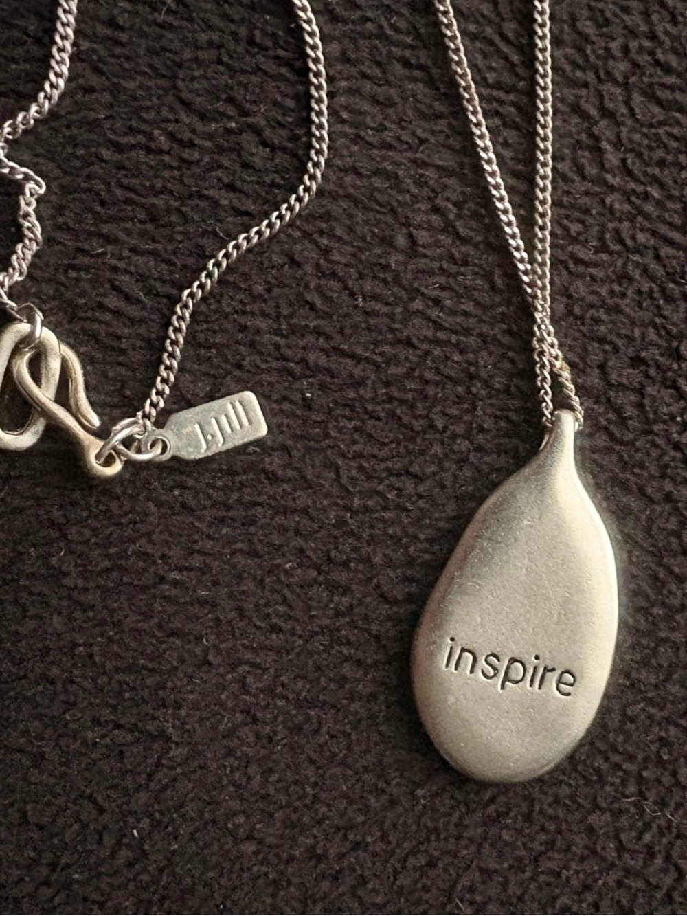JJILL “Inspire” Brushed Silver Teardrop Pendant Necklace